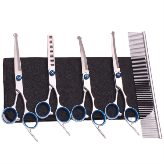 6.0'' Pet Grooming Safety Scissors Hair Cutting Curved Thinning Comb