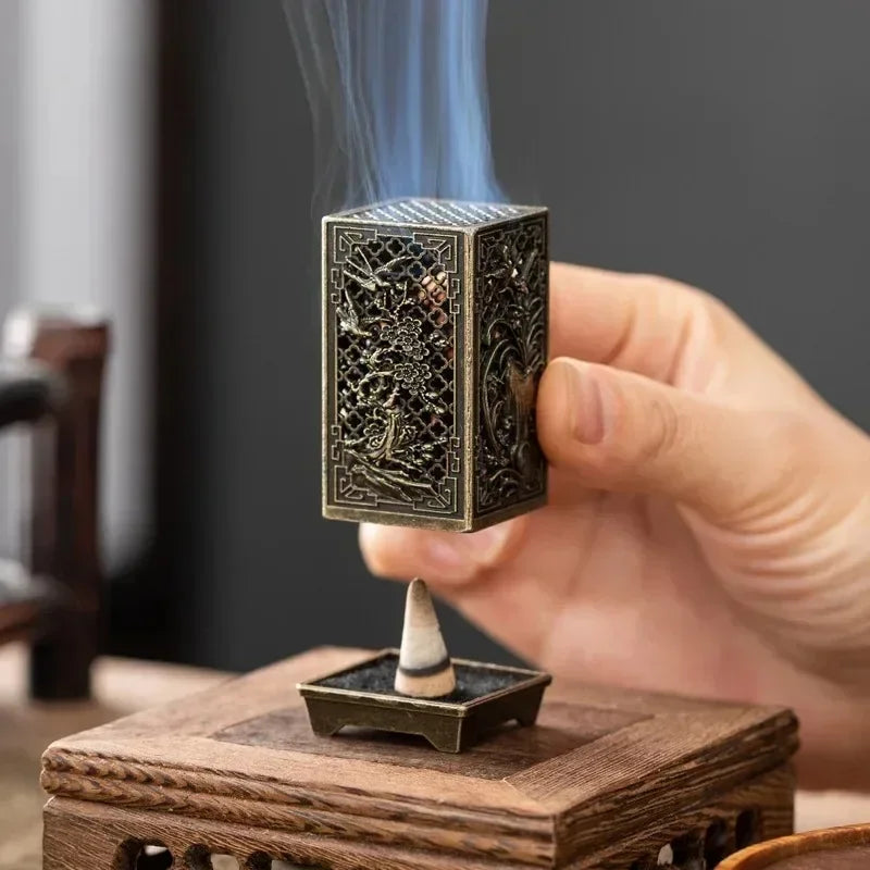 Square Vertical Incense Burner Small Xiangyun Alloy Incense Holder