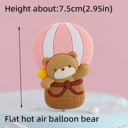 New 3D Bear Cake Topper Baby Shower Bear Decoration Boy Girl Happy 1st