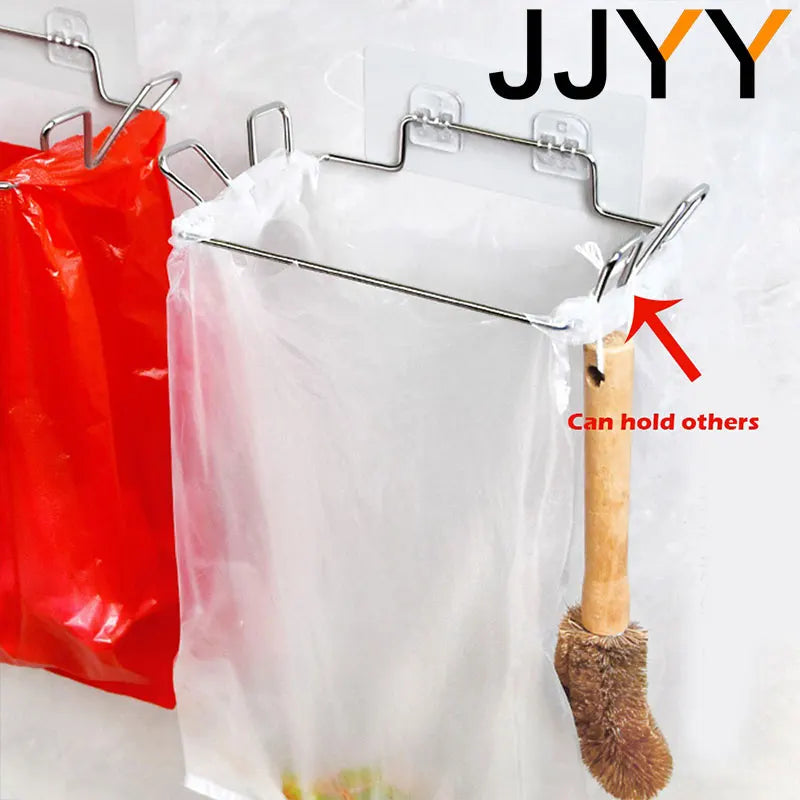 JJYY Kitchen Trash Rack Cabinet Door Garbage Bags Holder Stainless