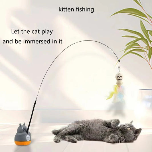 Chinchilla cat funny cat stick steel wire long pole feather cute cat