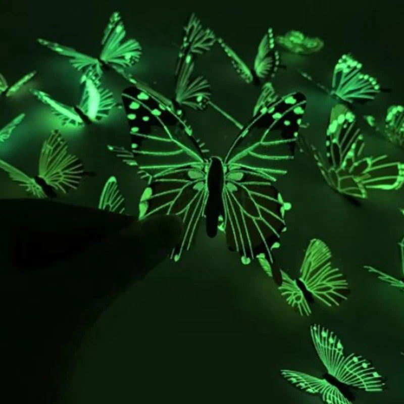 12 Pcs 3D Luminous Butterfly Creative Wall Stickers DIY Wall Stickers