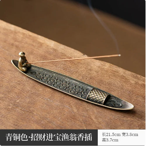 Creative Incense Holder Boat Fishing Men Insence Burner Japanese Style