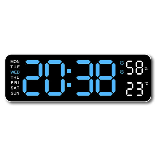 Large Digital Wall Clock Temperature and Humidity Week Display