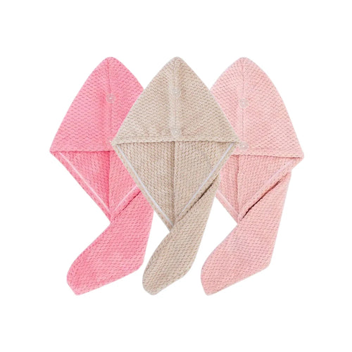 Solid color hair towel Textured dry hair cap 9.8 "X 25.5" absorbent