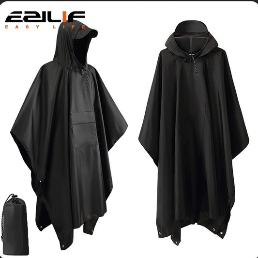 3 In 1 Outdoor Military Raincoat Hooded Sleeve Waterproof Rain Poncho