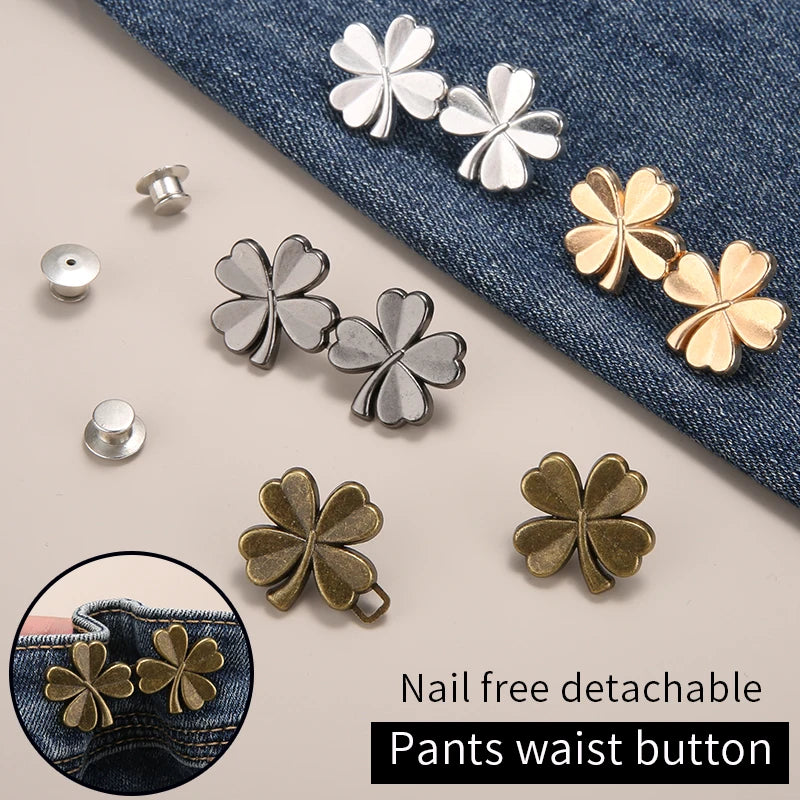 1/2 Pair Jeans Button Adjustable Clips for Pant Skirts Waist Tightener