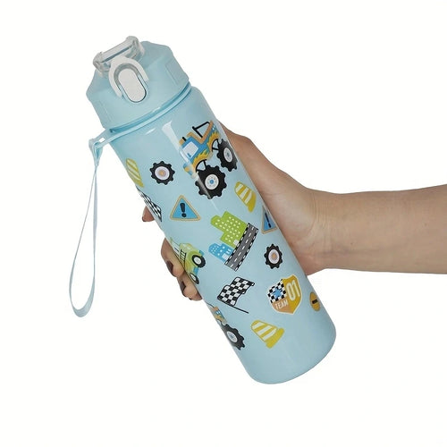 1pc 750ml 23OZ cartoon car series plastic water bottle, multiple