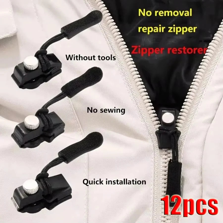 3-12Pcs Universal Zipper Repair Kit Quick Instant Detachable Zipper