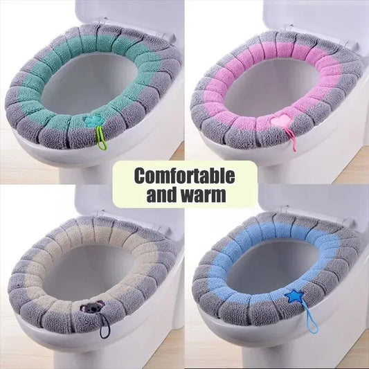 1 Pack Stitched Color Portable Knitted Toilet Mat Thickened Washable