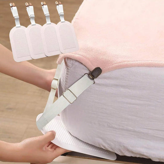 Bed Sheet Clips Adjustable Bed Sheet Holder Straps Set of 4 Elastic