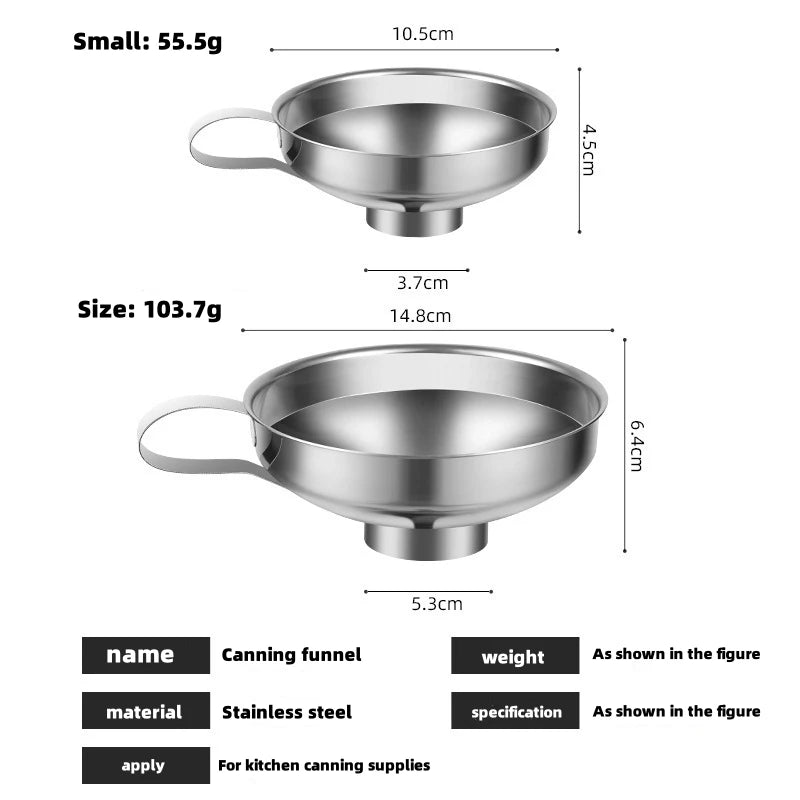 Stainless Steel Wide Mouth Funnel Canning Funnel Cup Jam Salad