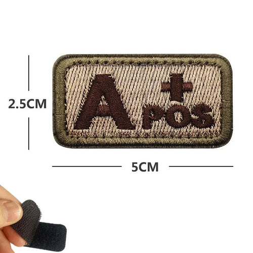 5*2.5CM Small Patch with Hook and Loop Blood Type A B AB O POS NEG