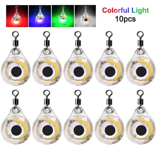 10pcs LED Attracting Fish Light Mini Deep Drop Underwater Eye Shape