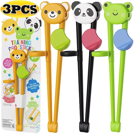 3Pcs Cute Animal Learning Chopsticks for Children Cartoon Elementary