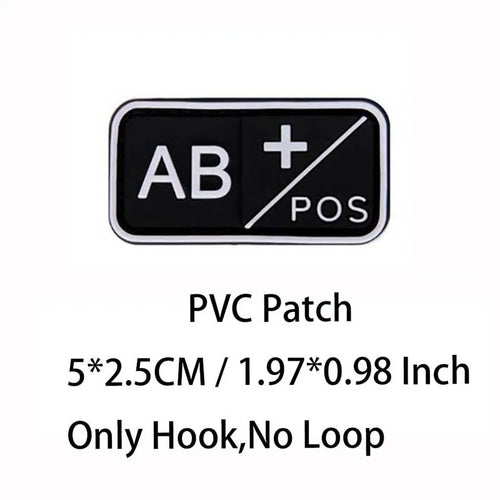 Small Patch with Hook,PVC Blood Type A B AB O POS NEG Emblemen,Patches