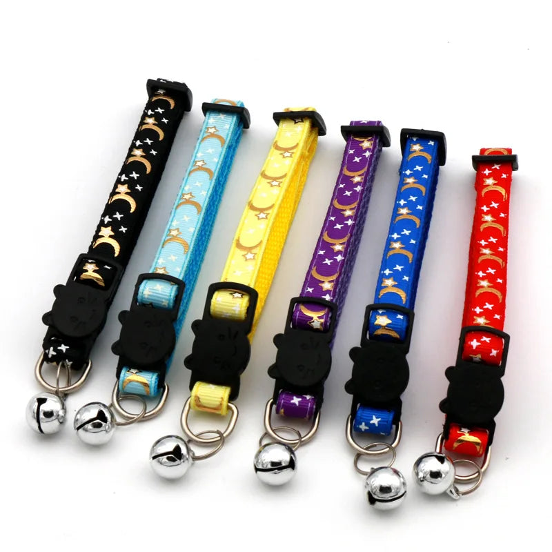Cat Collar With Bell Cartoon Star Moon Dog Puppy Cat Kitten Collar
