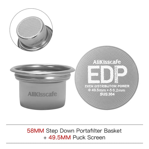 AliKisscafe 58mm to 49mm Step Down Portafilter Basket Kit Coffee