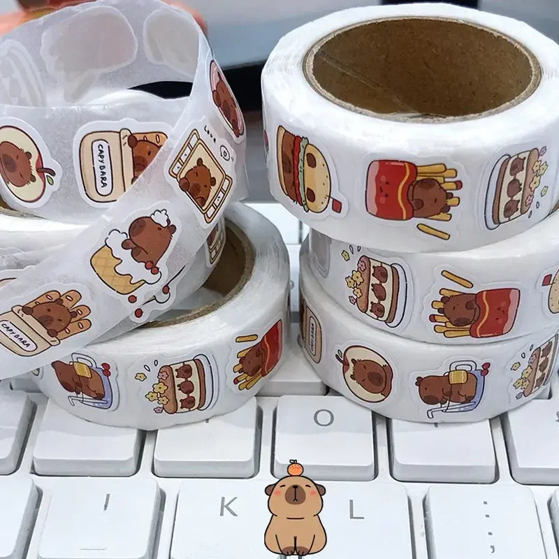 500 stickers capybara roll stickers high value cute cartoon decorative