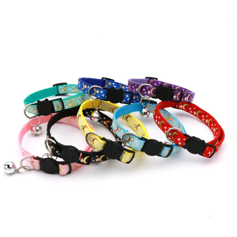 Cat Collar With Bell Cartoon Star Moon Dog Puppy Cat Kitten Collar