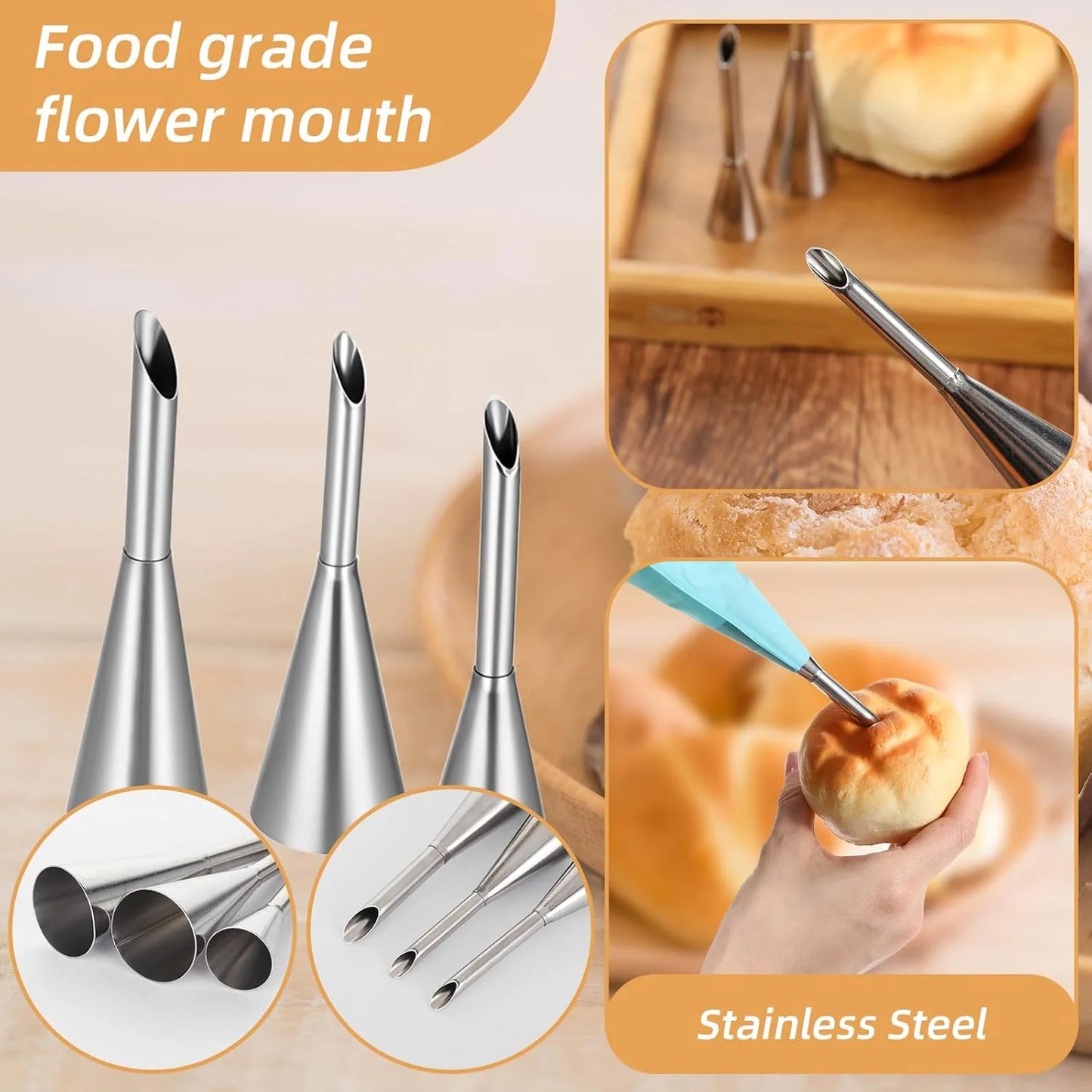 Stainless Steel Puff Pastry Piping Nozzle Cake Cupcake Cookie Cream