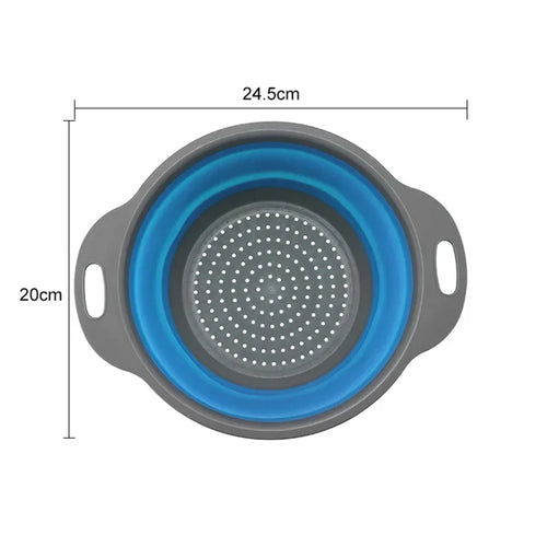 1/2pcs Silicone Round Folding Vegetable Fruits Washing Drain Basket