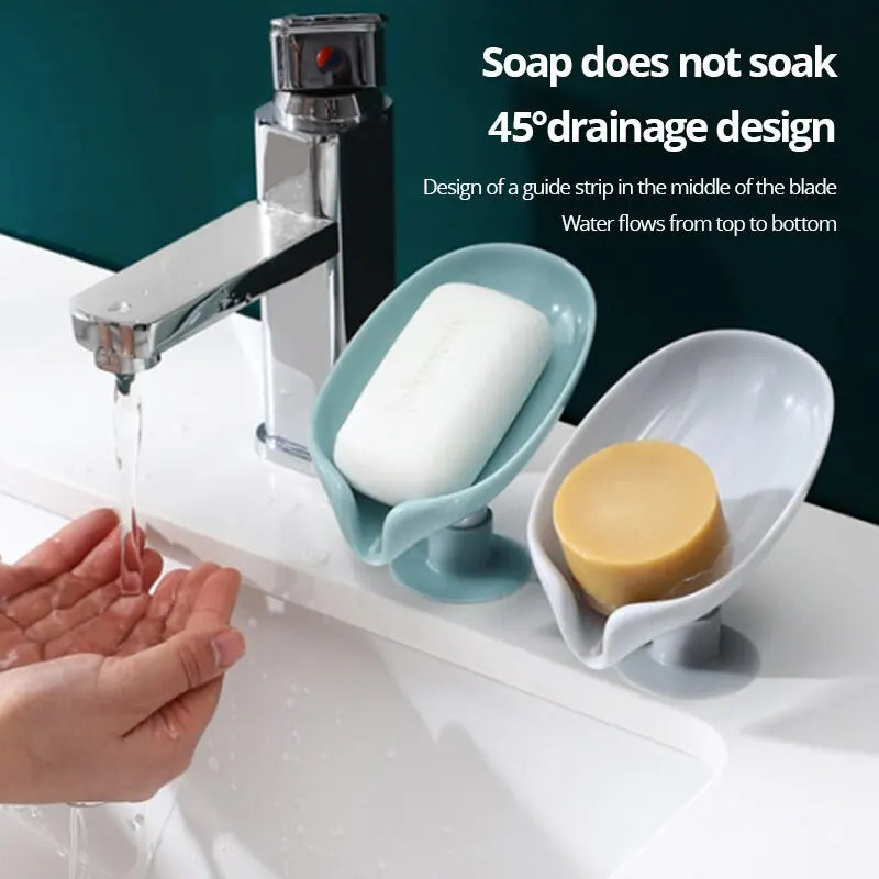 2pcs Soap Box Creative Draining Soap Storage Rack Punch Free Suction