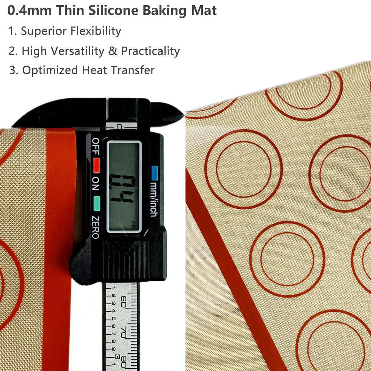 1PC Silicone Baking Mat for Oven, Thin 0.4mm, Reusable Non Stick Heat