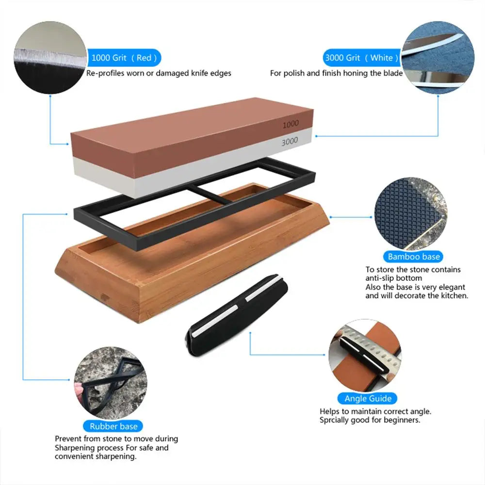 3in1 Professional Sharpening Stones Knife Sharpener Double-side