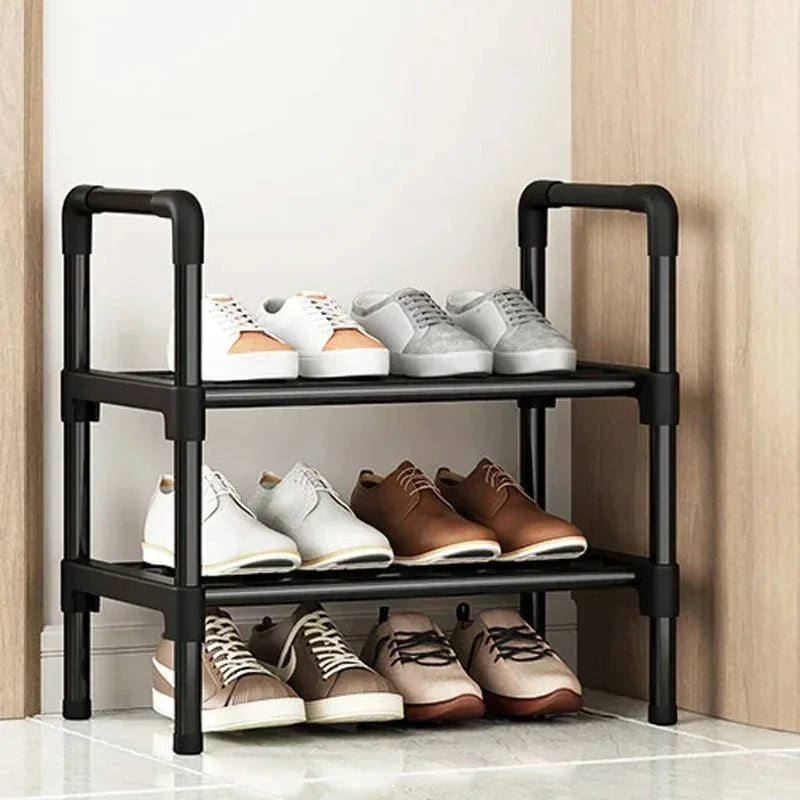 Black Elevated Shoe Rack Small Simple Multi-layer Shoe Cabinet Home