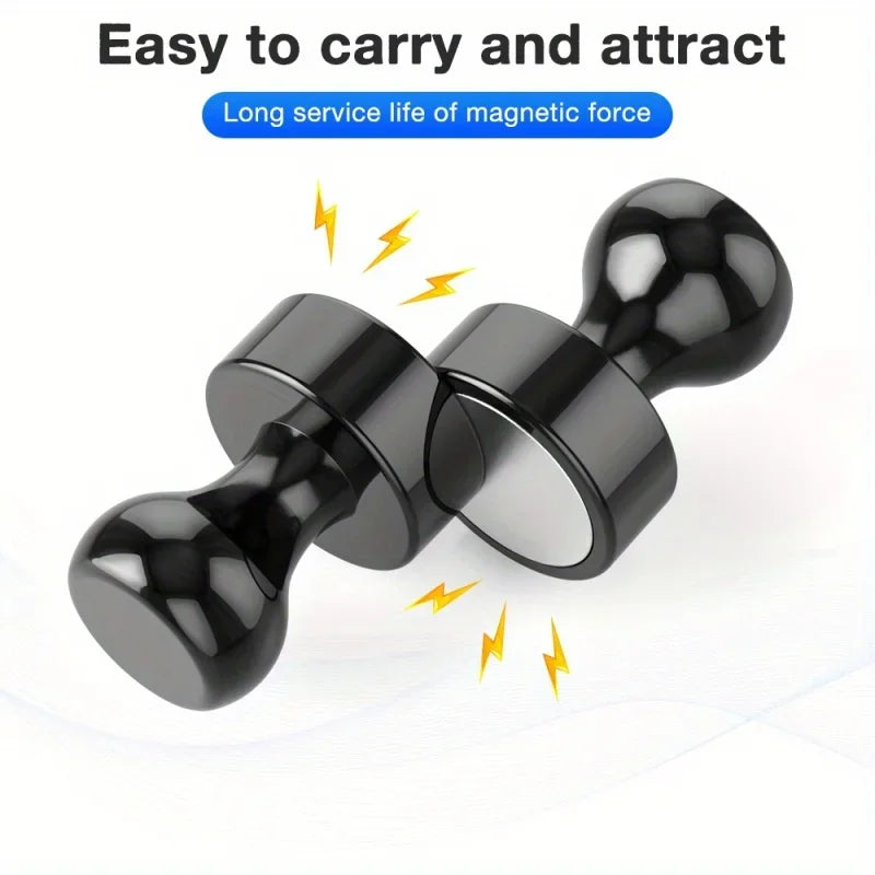 Black Neodymium Magnetic Push Pins - Strong Refrigerator & Whiteboard