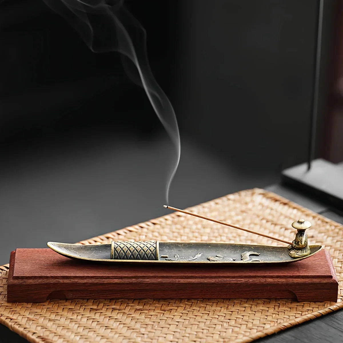 Creative Incense Holder Boat Fishing Men Insence Burner Japanese Style