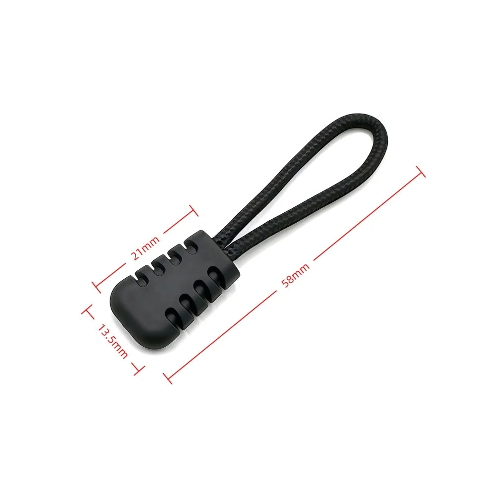 10 Pcs/Pack Zipper Pulls Cord Ends Strap Lariat Black For Apparel