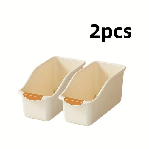 Curved Plastic Storage Bins Set - Multipurpose Home Organization Boxes