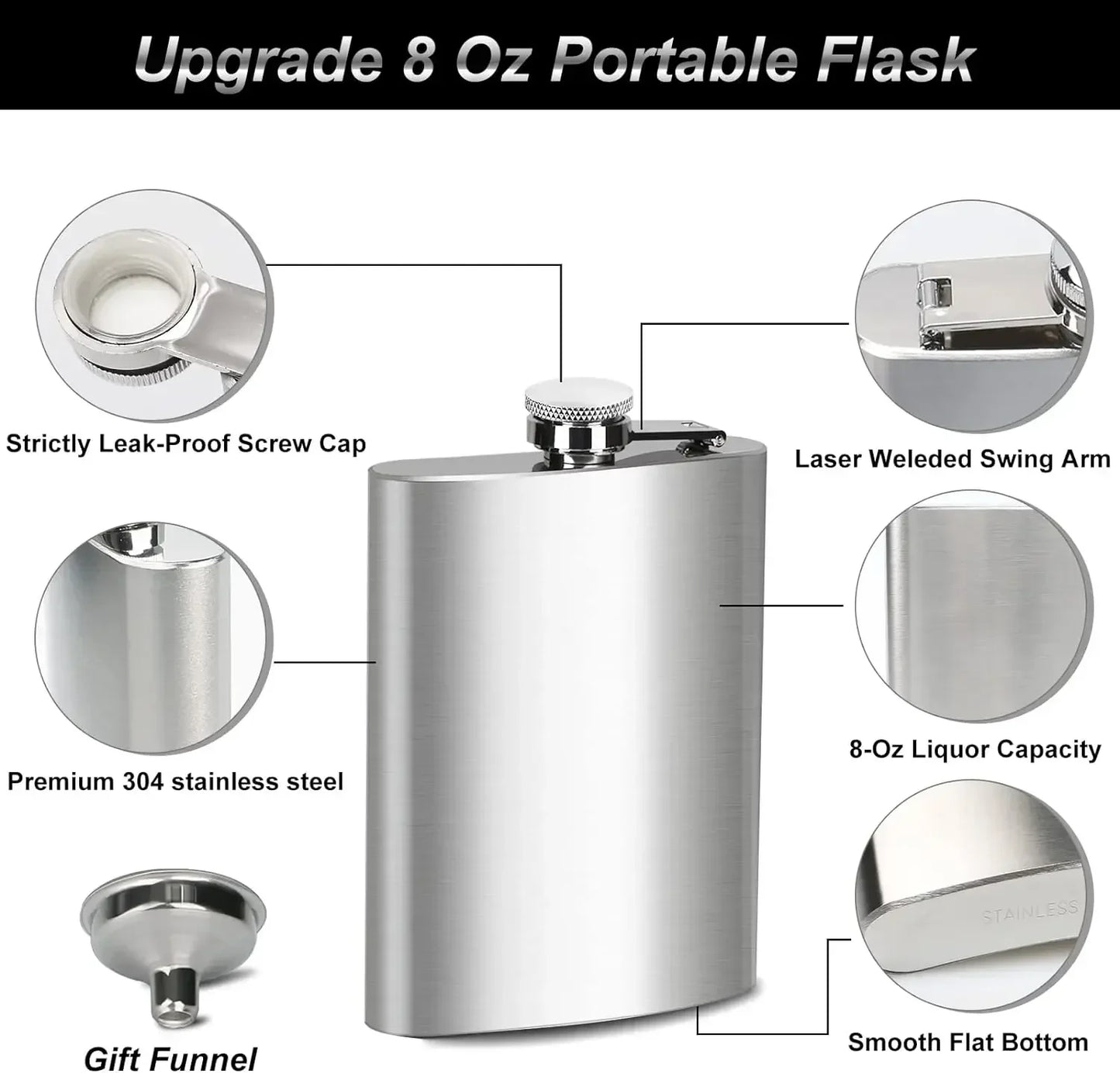 LMETJMA 10 oz Stainless Steel Hip Flask with Funnel Pocket Hip Flask