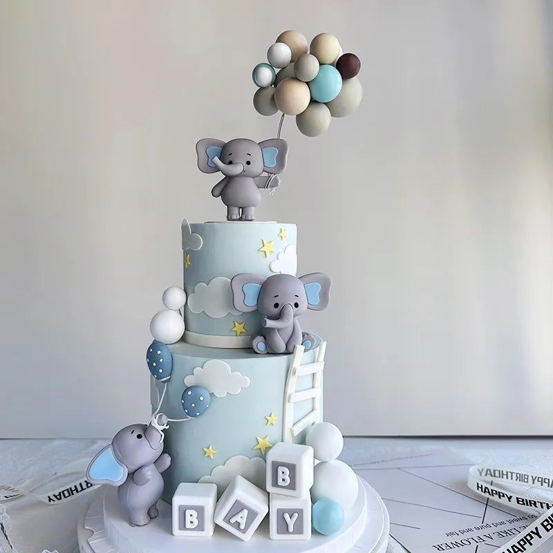 Baby Elephant Cake Topper for Baby Shower Elephant Cake Decoration