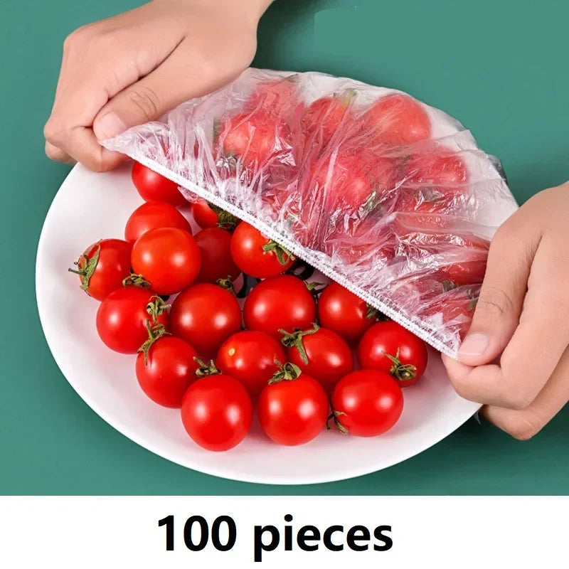 100pcs Disposable Fresh-keeping Cover, Plastic Food Storage Covers,