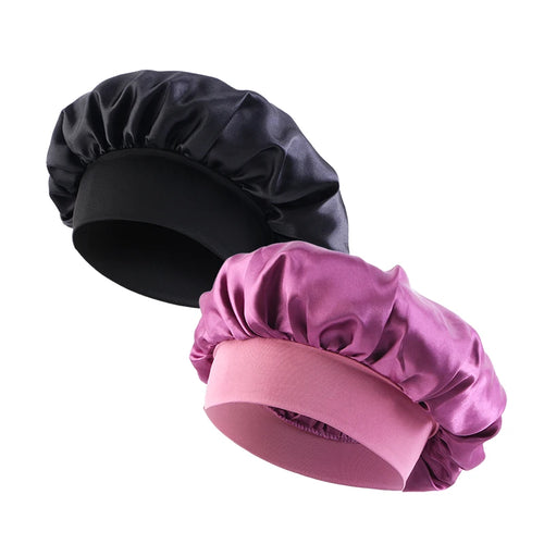 New Satin Wide Brim Nightcap Silky Bonnet Hair Wrap for Sleeping Sleep