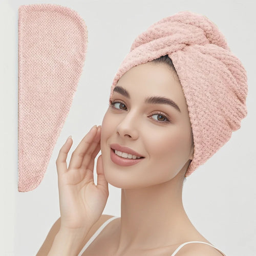 Solid color hair towel Textured dry hair cap 9.8 "X 25.5" absorbent