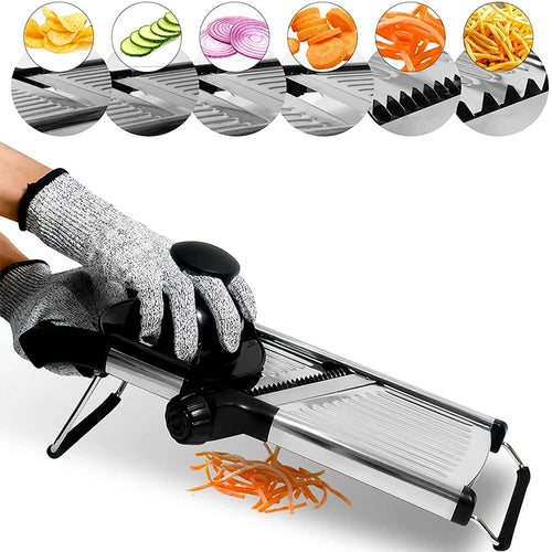 LMETJMA Adjustable Mandoline Slicer Stainless Steel Vegetable Slicer