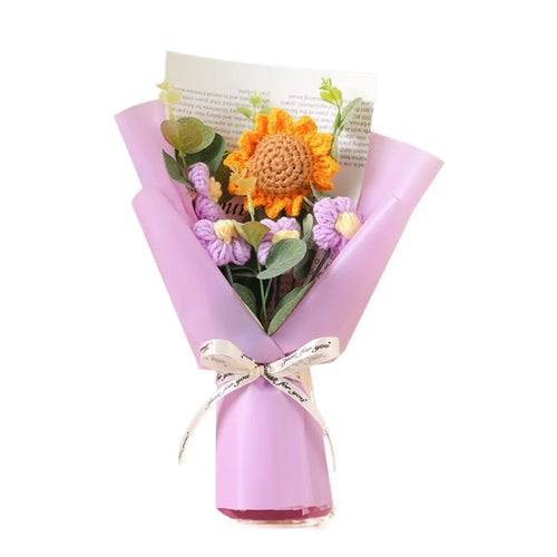 Artificial Flower Crochet Bouquet Handmade Anniversary Sunflower Daisy