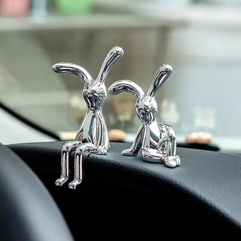 2PC Long-Eared Rabbit Double Statue Cartoon Decoration Accessories