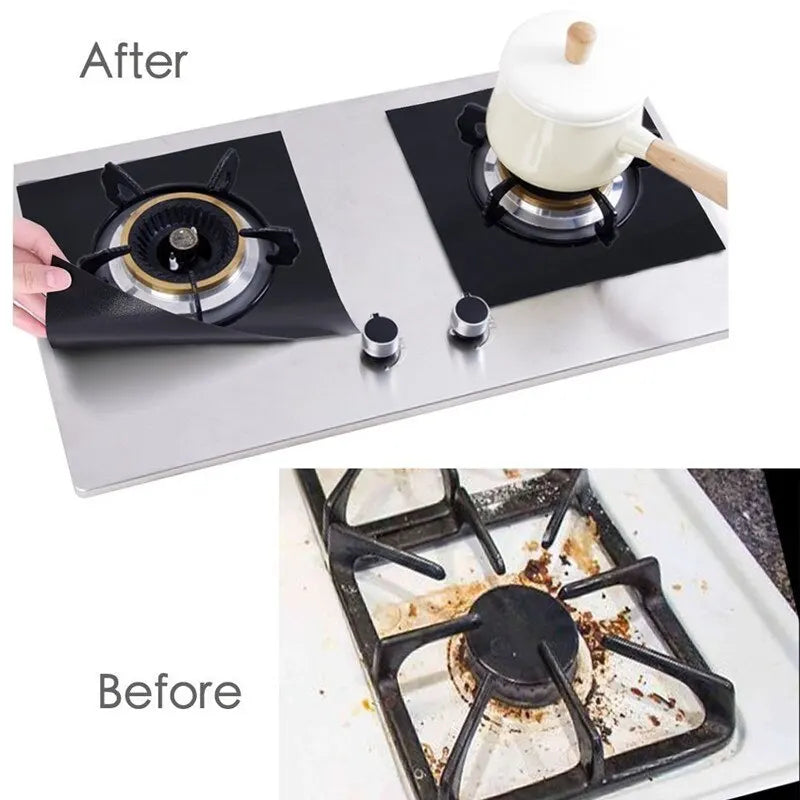 4 Piece Gas Stove Protector Cooker Lid Liner Cleaning Pad For Kitchen