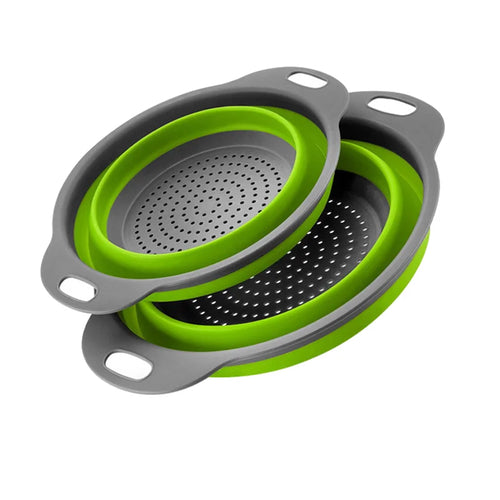 1/2pcs Silicone Round Folding Vegetable Fruits Washing Drain Basket