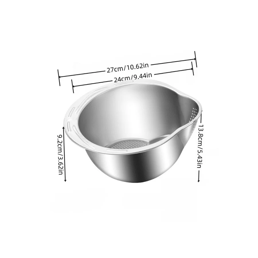 Rice Vegetable Washing Basket Strainer Stainless Steel Bowl Tray Wash