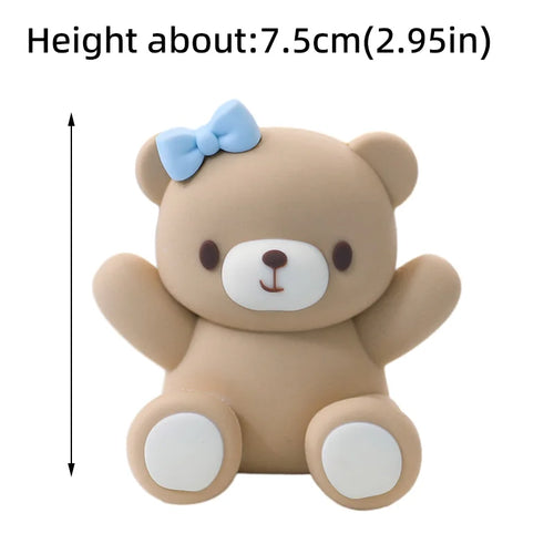 New 3D Bear Cake Topper Baby Shower Bear Decoration Boy Girl Happy 1st