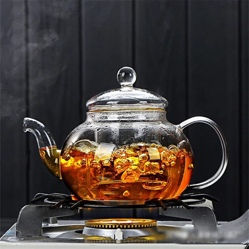 400ml/1000ml Filterable Heat-resistant Thickened Glass Teapot High