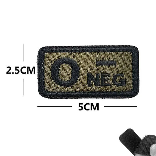 5*2.5CM Small Patch with Hook and Loop Blood Type A B AB O POS NEG