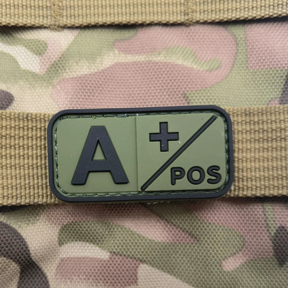 Small Patch with Hook,PVC Blood Type A B AB O POS NEG Emblemen,Patches