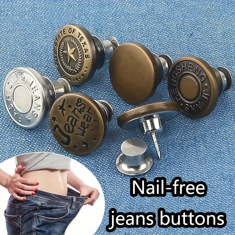10Pcs Metal Jeans Buttons 17mm Replacement No-Sewing Screw Button